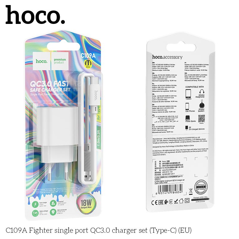 Char Hoco C109A type c 18w